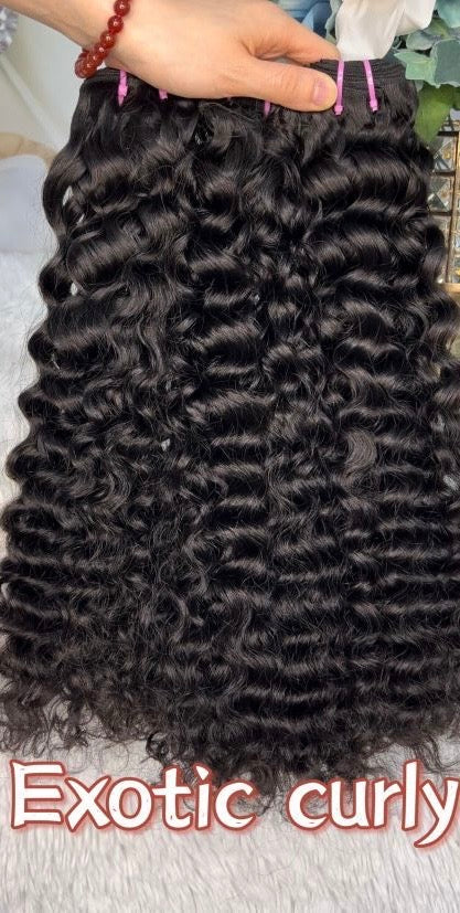 Double Drawn Virgin Hair Bundle Exotic Curly