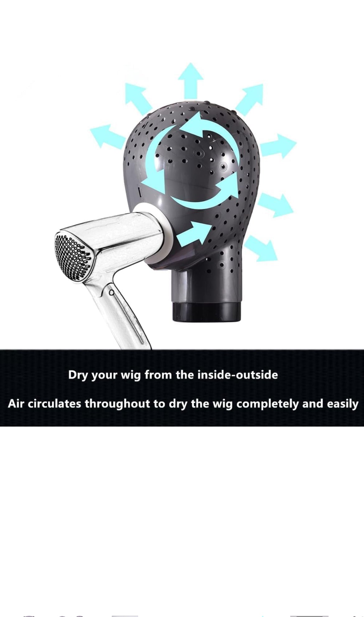 Wig Head Dryer Stand Wig Holder Mannequin Head, Drying Wig From Inside to Outside